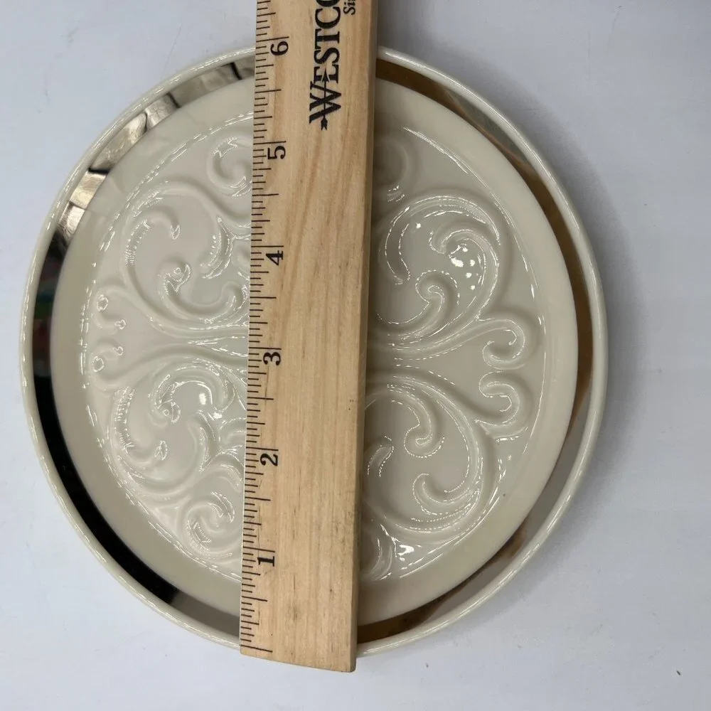 Vintage Lenox Seville Ivory With Platinum Wine Bottle Coaster Plate Porcelain
